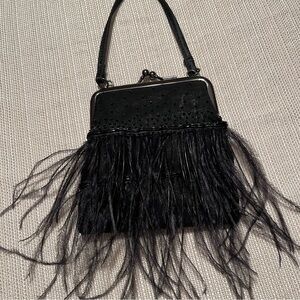 Elegant Black Feathered Women's Bag